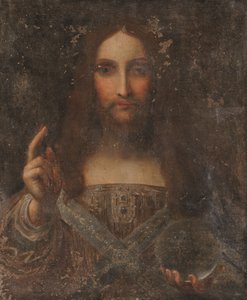 Salvator Mundi (olie på lærred) af Leonardo da (after) Vinci