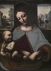Jomfru og barn, ca. 1500 (olie på træ) af Leonardo da (circle of) Vinci