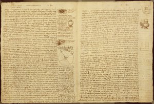 En side fra Codex Leicester, 1508-12 (sepia blæk på hørpapir) af Leonardo da Vinci