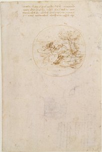 Allegori om firbenets trofasthed (forsiden); Skitse til et scenografi (bagsiden) af Leonardo da Vinci