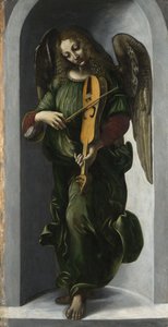 En engel i grønt med en Vielle, ca. 1490-1499 af Leonardo da Vinci,
