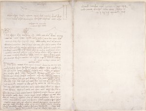 Arundel 263, f.166v, f.163 Noter og diagrammer om fugles flugt, fra 