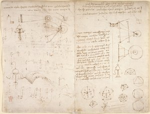 Arundel 263, f.221v, f.220 Noter, diagrammer og skitser fra 