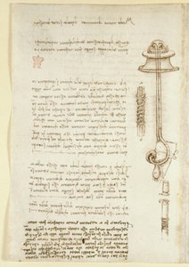 Arundel 263, f.24v Noter og skitser, der illustrerer Leonardos undersøgelse af åndedrætsapparater til en dykker (1508), fra 