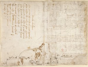 Arundel 263, f.263v, f.270 Note og skitse, der beskriver rejseplanen for 