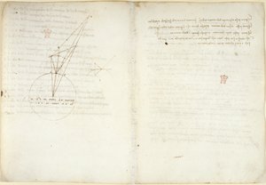 Arundel 263 f.45v, f.58 Diagrammer om optik med en forklarende note vedrørende Alhazens problem, fra 