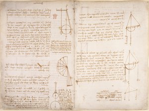 Arundel 263, f.67v, f.66 Noter og diagrammer om mekanik, fra 