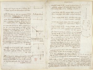 Arundel 263, f.8v, f.7 Noter og diagrammer om mekanik af Leonardo da Vinci