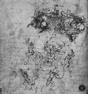 Slaget om ryttere og fodsoldater, c1480 1945 af Leonardo da Vinci