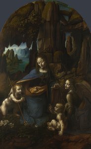 Klippemadonnaen (til alteret i San Francesco i Milano). Omkring 1491/92-99 og 1506-08 af Leonardo da Vinci