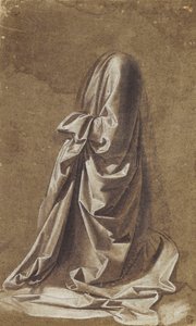 Draperistudie til en knælende figur, af Leonardo da Vinci