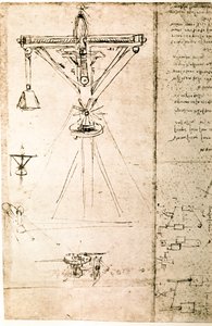 Uddrag af et Da Vinci-manuskript, der beskriver princippet og konstruktionen af en "kran" (manuskript) af Leonardo da Vinci