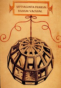 Geometri: "" Et polyeder"" Side taget fra manuskriptet "" De divina proportione"" (Om guddommelige proportioner) af matematikeren Fra Luca Pacioli dit Luca di Borgo (1445-1517) illustreret af Leonardo da Vinci (1452-1519). 1509. af Leonardo da Vinci