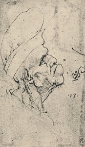 Grotesk profil af en mand iført hat til højre, c1480 1945 af Leonardo da Vinci