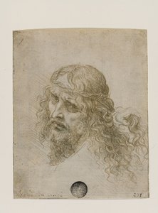 Kristi hoved kronet med torne, ca. 1500. af Leonardo da Vinci