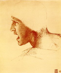 Leder af skrigende og angribende kriger af Leonardo da Vinci