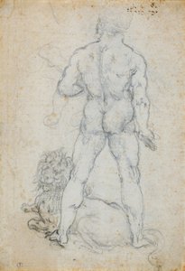 Hercules og Nemean-løven, ca. 1506-08 (kul og metalspids på hvidt papir) af Leonardo da Vinci
