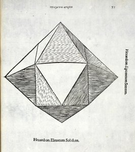 Hexaedron elevatum solidum, illustration fra "Divina Proportione" af Luca Pacioli (ca.1445-1517), oprindeligt udgivet. Venedig, 1509 af Leonardo da Vinci