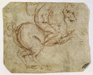 Hest og kavaler (pen og blæk på papir) af Leonardo da Vinci