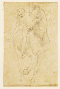 Hest og rytter, ca. 1480 (sølvnål på forberedt papir) af Leonardo da Vinci