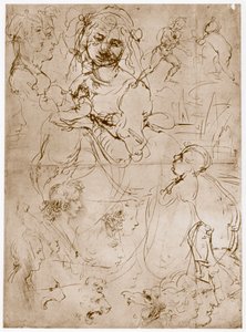 Knælende Madonna med barnet og St.John, 1478-1480 af Leonardo da Vinci