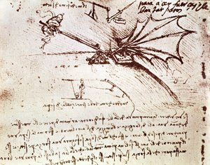 MS B fol.88v Test af en vinges belastningstolerance af Leonardo da Vinci