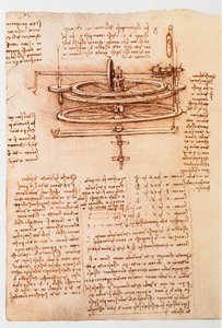 Ms 8937 fol.142r Study for a waterwheel, 