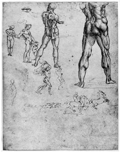 Nøgenstudier til Slaget ved Anghiari, c1503-1505 1954 af Leonardo da Vinci