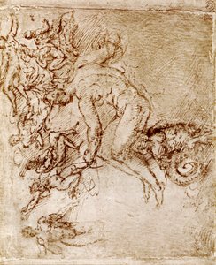 Pen og blæk skitser af Leonardo Da Vinci, 1913. af Leonardo da Vinci