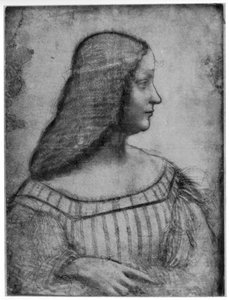 Portræt af Isabella dEste, 1500 1954. af Leonardo da Vinci