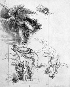 Silhouette of an Angel (pen og blæk på papir) af Leonardo da Vinci