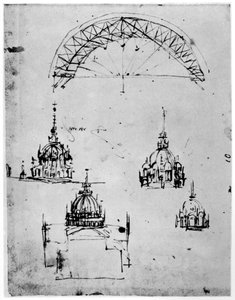 Studier til den centrale kuppel i Milanos katedral, slutningen af det 15. århundrede 1954. af Leonardo da Vinci