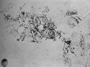 Studier af ryttere, der kæmper og af fodsoldater, c1480 1945 af Leonardo da Vinci