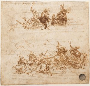 Studie til slaget ved Anghiari, ca 1503-1504. af Leonardo da Vinci