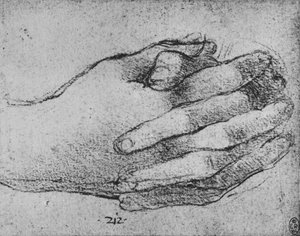 Study of Clasped Hands, c1480 1945 af Leonardo da Vinci