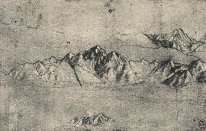Studie af bjergkæder, c1480 1945 af Leonardo da Vinci