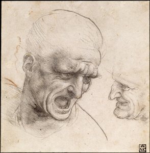 Studie af to krigere" hoveder til slaget ved Anghiari, 1504-05 af Leonardo da Vinci