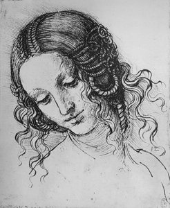Study of a Womans Head, c1480 1945 af Leonardo da Vinci