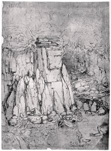 Studie af en klippehule med ænder, 1482-1485 1954 af Leonardo da Vinci