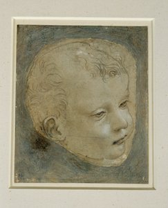 Barnets hoved tre fjerdedele til højre ... af Leonardo da Vinci