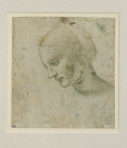 Kvindens hoved næsten i profil ... af Leonardo da Vinci