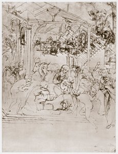 Kongernes tilbedelse, c1480 af Leonardo da Vinci