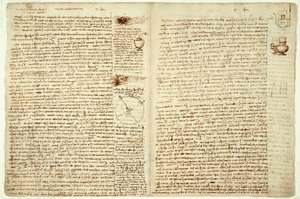 Codex-hammeren, side 124-127, 1508-12 af Leonardo da Vinci
