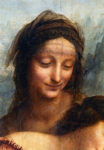 Sankt Annes ansigt, detalje fra Jomfruen og Barnet med Sankt Anne af Leonardo da Vinci