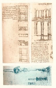 Tre arkitektoniske tegninger, c1472-c1519 1883 af Leonardo da Vinci