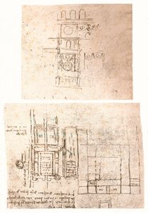 To arkitektoniske tegninger, c1472-c1519 1883 af Leonardo da Vinci
