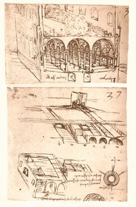 To arkitektoniske tegninger, c1472-c1519 1883 af Leonardo da Vinci