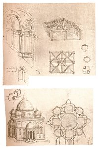 To arkitektoniske tegninger, c1472-c1519 1883 af Leonardo da Vinci