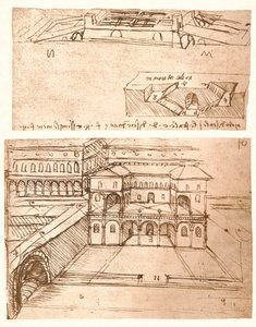 To tegninger af planer for byer, c1472-c1519 1883 af Leonardo da Vinci
