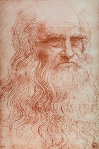 Portræt af Leonardo da Vinci, kopi af Selvportræt af Leonardo da Vinci, sanguine, Accademia Gallery, Venedig af Leonardo da after Vinci